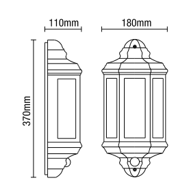 Athena Half Wall Lant wPIR Blk - Image 4
