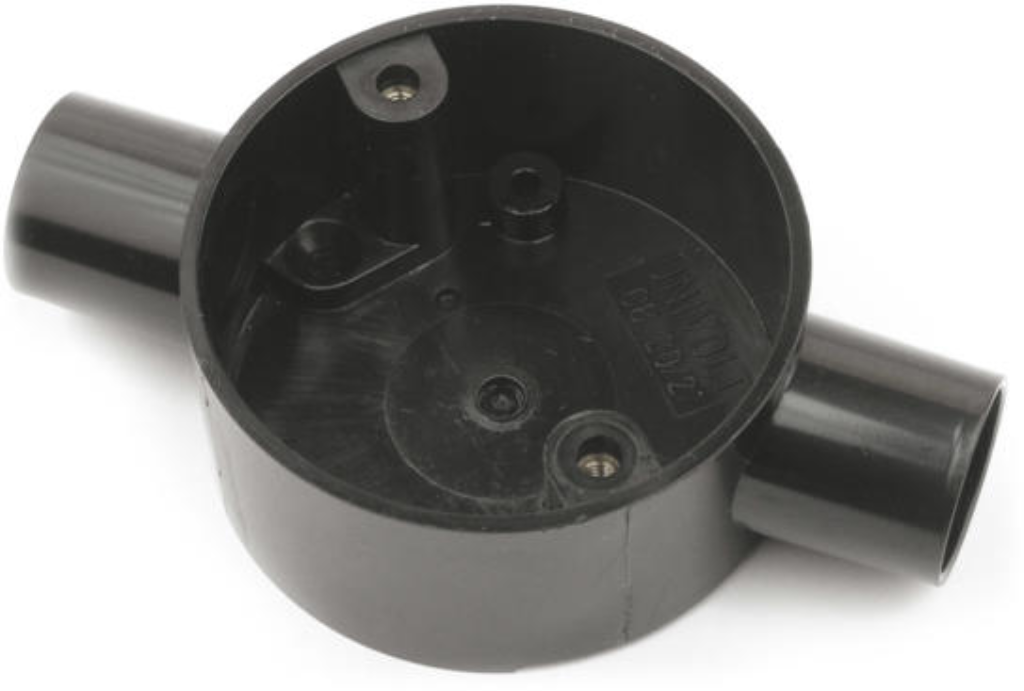 U/Volt CB25/2BK Through Box 25mm Black