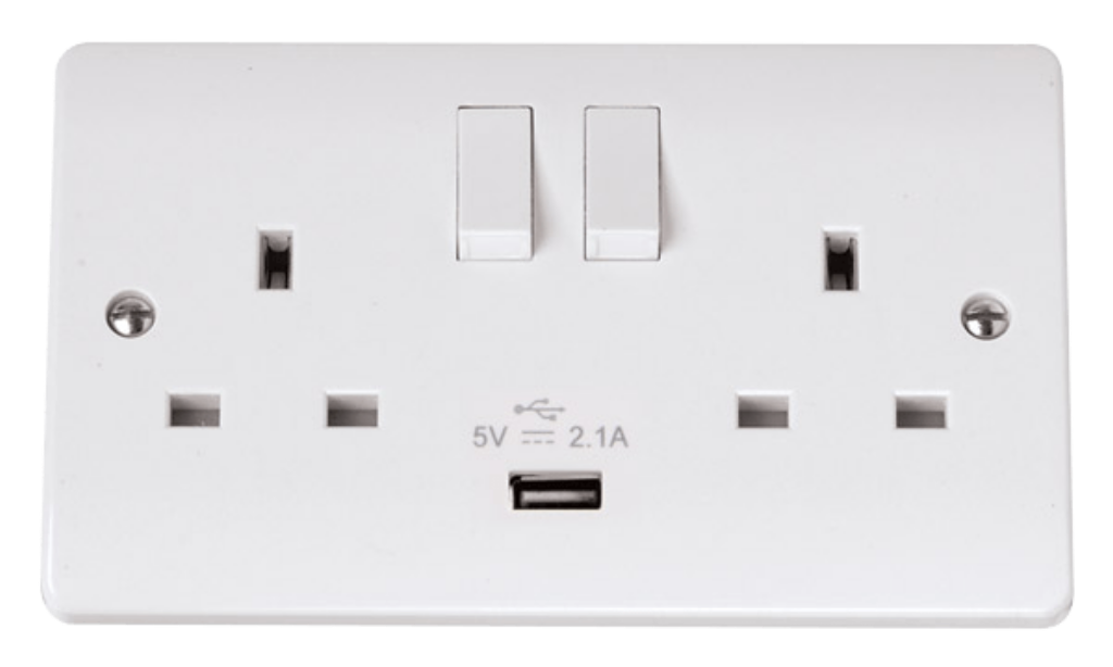 Click CMA770 Socket 2G Swd & USB 13A Whi