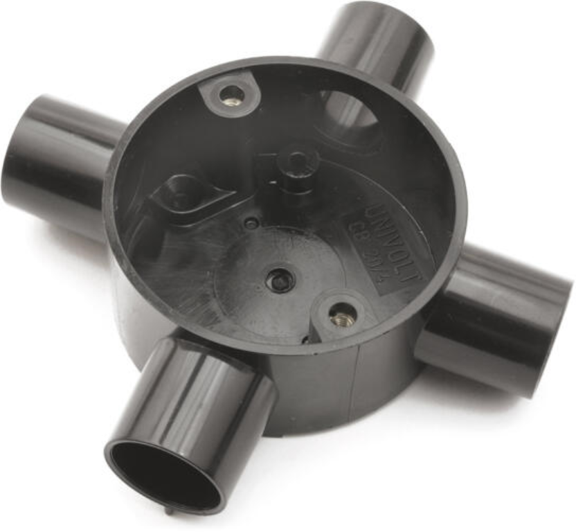 U/Volt CB25/4BK 4 Way Circ Box 25mm Blk