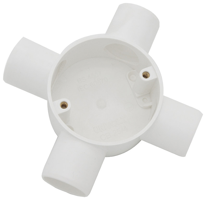 U/Volt CB25/4WH 4 Way Circ Box 25mm Whi