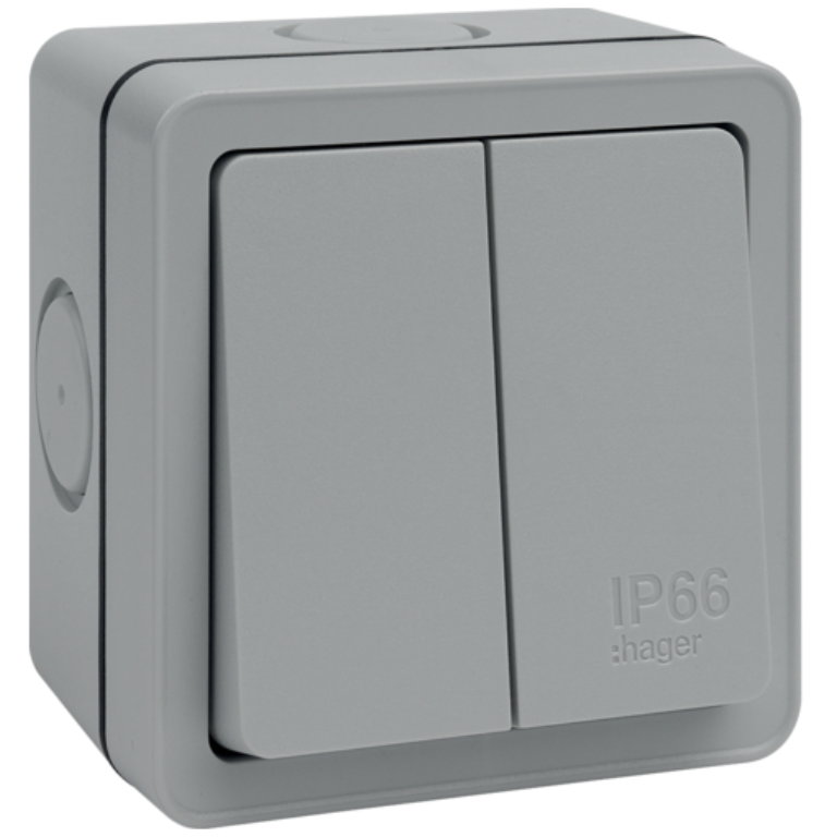 Hager WXPPS22 Switch 2G 2Way IP66 10AX